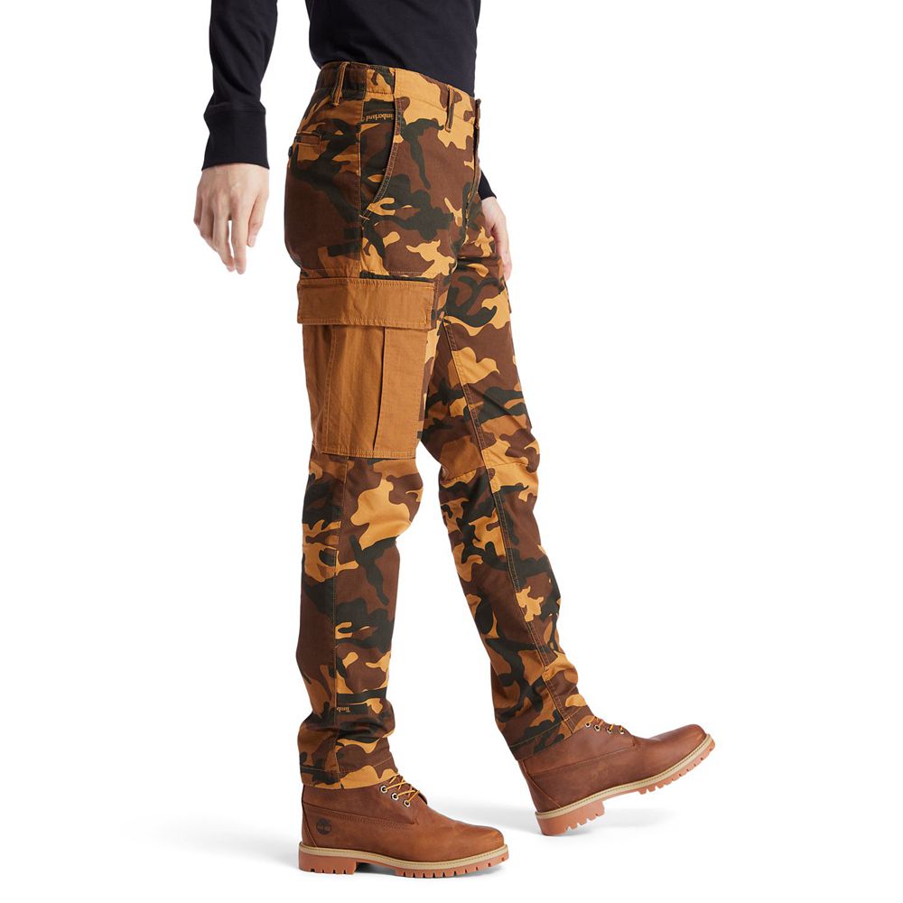 Timberland Mens Pants Lovell Lake Slim Tapered Camo Cargo - Brown - India CJ3806492